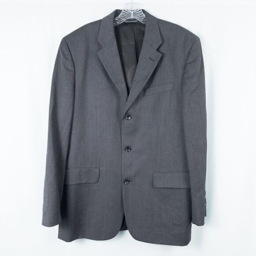 Banana Republic Factory Wool‎ Three Button Blazer Jacket Mens 42R Charcoal Gray